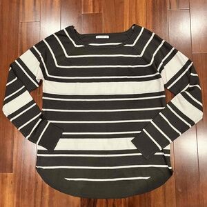Pink Clover Dark Green‎ Sweater Striped Crew Neck Long Sleeve Top Size Large